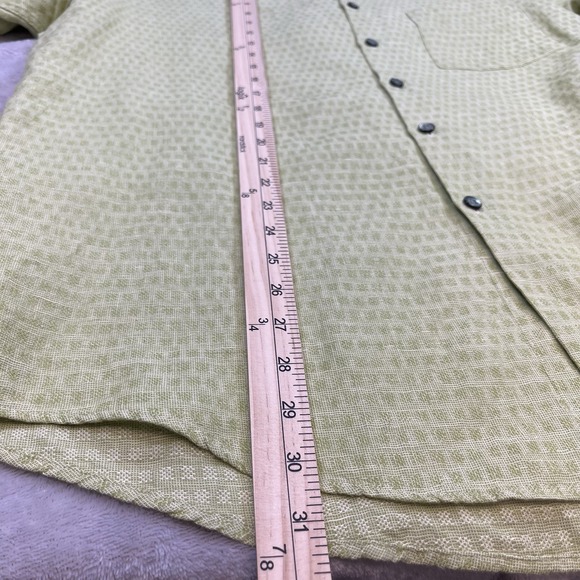 Robert Barakett Mens Shirt Size XL Linen Blend Chartreuse Casual Vacation - Picture 9 of 9